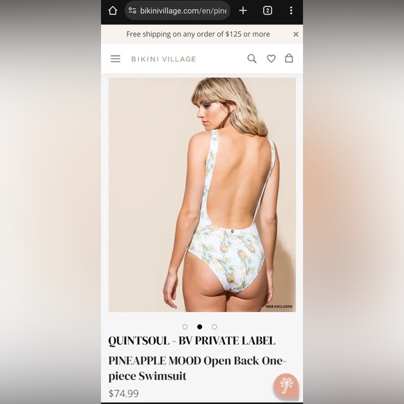 QUINTSOUL - BV PRIVATE LABEL PINEAPPLE MOOD Open Back One-piece Swimsuit SIZE M - Picture 5 of 10